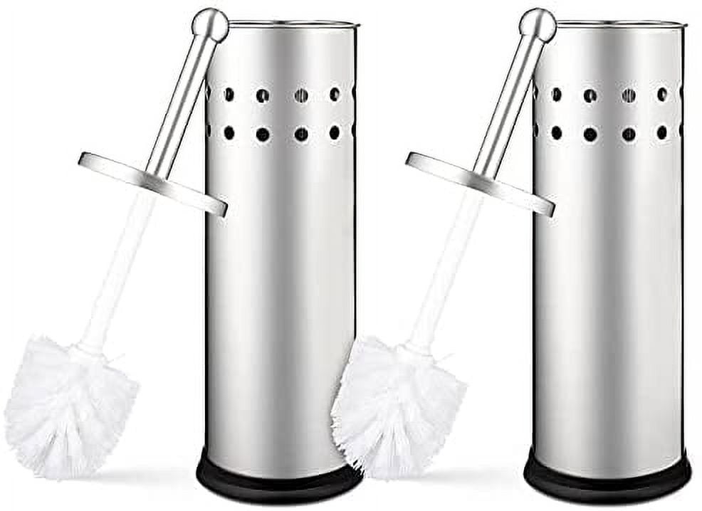 Chrome Stainless Steel Modern Toilet Brush and Holder Set, 2 Pack