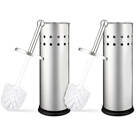 Home Intuition Vented Toilet Brush and Holder, Chrome, 2 Pack