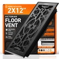 thumbnail image 1 of 2x12 Floor Vent Covers Floor Register with Mesh Cover Trap, Heat and Air, Walkable Metal Floor Register for HVAC Duct, Victorian, Matte Black, 1 of 7