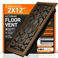thumbnail image 1 of 2x12 Floor Vent Covers Floor Register with Mesh Cover Trap, Heat and Air, Walkable Metal Floor Register for HVAC Duct, Victorian, Oiled Bronze, 1 of 7