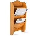 thumbnail image 1 of Home Intuition Wall Mount Bamboo Mail Letter Holder Organizer Rack, 3 Slot, 1 of 3