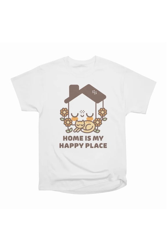 Home Is My Happy Place Introvert Cat Cozy House T-Shirt Tee Gift For Him Merch For Her App