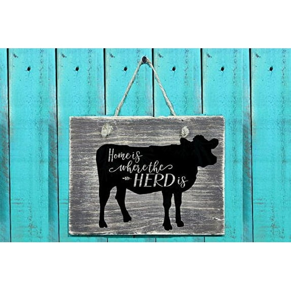 Home Is Where Herd Is Vinyl Decals Wall Art Stickers Farm Quotes 15x12-Inch Black