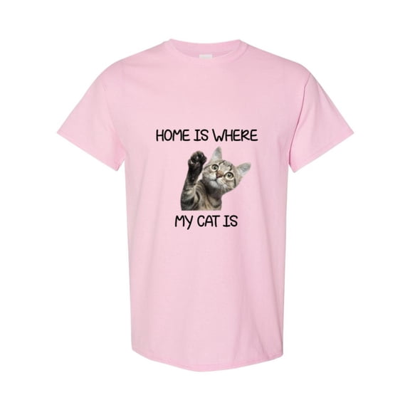Home Is Where My Cat Is Cat Lover Pet Owner Feline Kitty Cute Quote Cozy T-Shirt, for men & women, up to size 5XL
