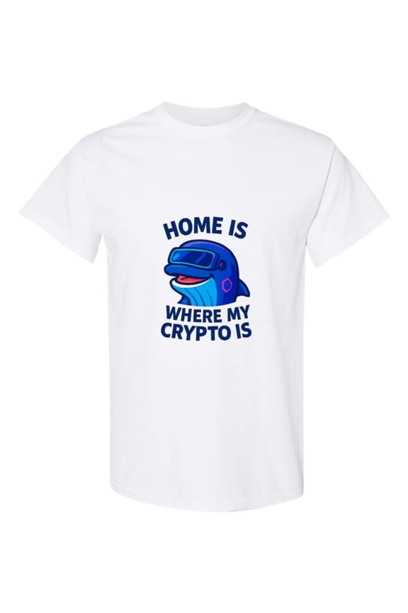 Home Is Where My Crypto Is Bitcoin Ethereum Blockchain Investor Finance T-Shirt, for men & women, up to size 5XL