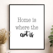 Home Is Where The Art Is Art Print Motivational Quote Inspirational Typography Home Decor Living Room Creative Artist