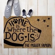 Home Is Where The Dog Is Personalized Dog Doormat