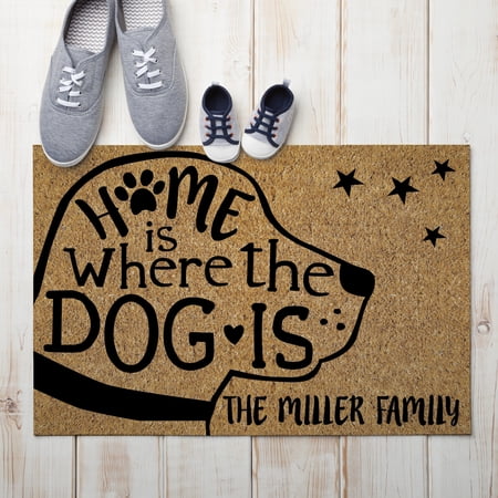 Home Is Where The Dog Is Personalized Dog Doormat