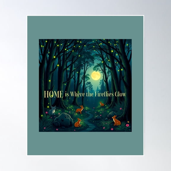 Home Is Where The Fireflies Glow Enchanted Poster Wall Art, Modern Wall Decor, 16x24 UNFRAMED