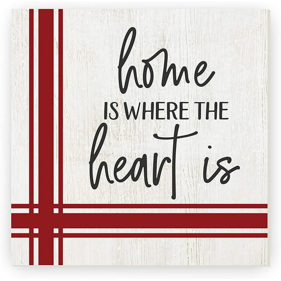 Home Is Where The Heart Is Rustic Wood Sign 12x12 (Unframed)