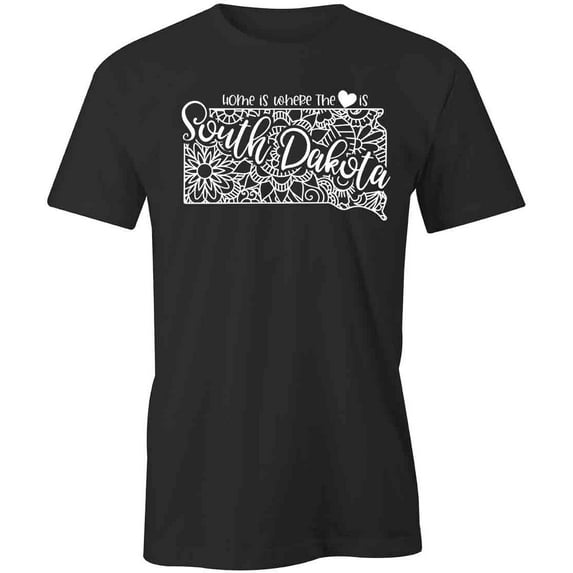 Home Is Where The Heart Is - South Dakota T-Shirt | White Tee Gift