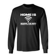 thumbnail image 1 of Home Is Where The WIFI Connects Automatically Sarcastic Novelty Gift Idea Adult Humor Funny Men's Long Sleeve Shirts, 1 of 3