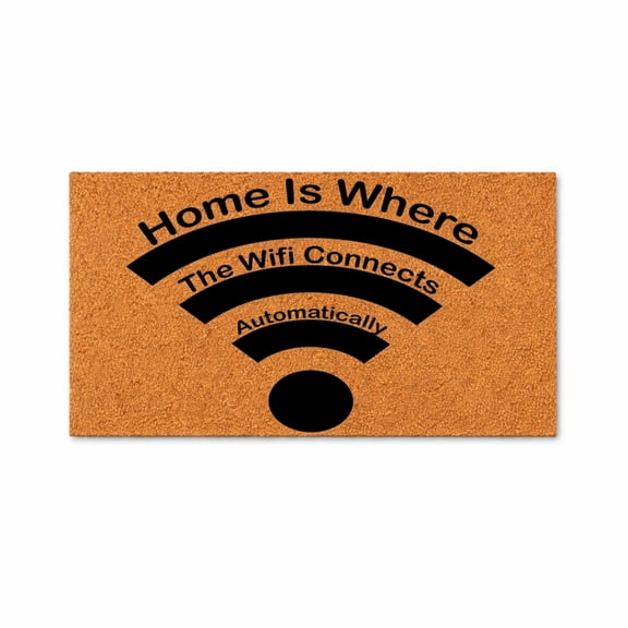 Home Is Where The Wifi Connects Automatically Doormat, Funny WiFi Welcome Entry Mat, Indoor Outdoor Front Door Rug (16x24 inches) WoodByStu 5513