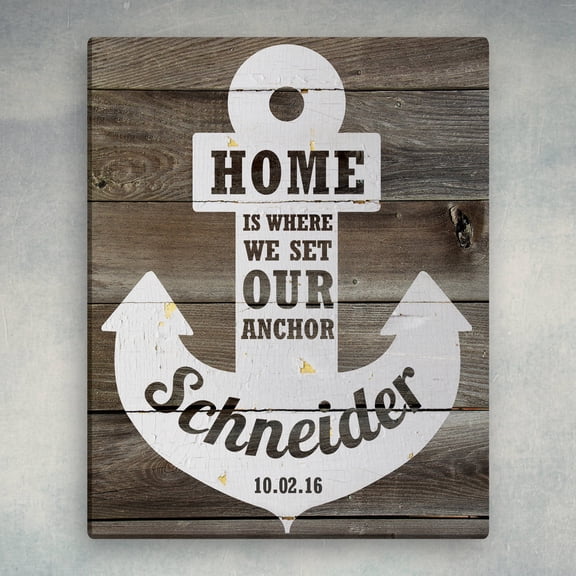 Home Is Where We Set Our Anchor Personalized 11" x 14" or 16 x 20 Canvas