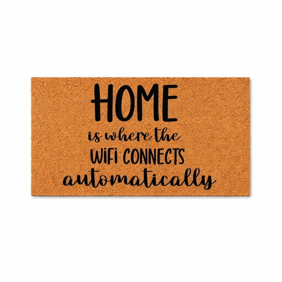 Home Is Where The WiFi Connects Automatically Doormat, Funny Welcome Entryway Doormat, Indoor Outdoor Door Mat (16x24 inches) WoodByStu 4452