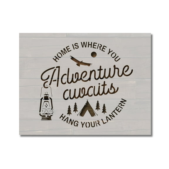 Home Is Where You Hang Your Lantern Camping Stencil Template Reusable 8.5 x 11 Inches for Painting on Walls, Wood, Arts and Crafts by Stencilville