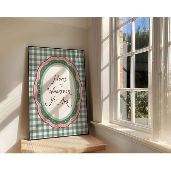Home Is Wherever You Are Wall Art Print, Retro Cottagecore Green ...