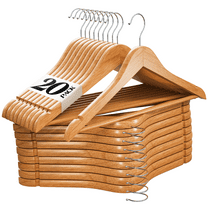 Home-It Natural Wood Clothing Hangers, 20 Pack