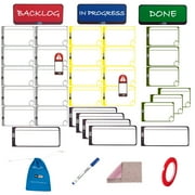Home Kanban Set, Full Kanban Set for Individual Use at Home, Office and School. Full Agile Magnetic Cards Set and Accessories, 39 Pieces Full Kanban Set by pmxboard