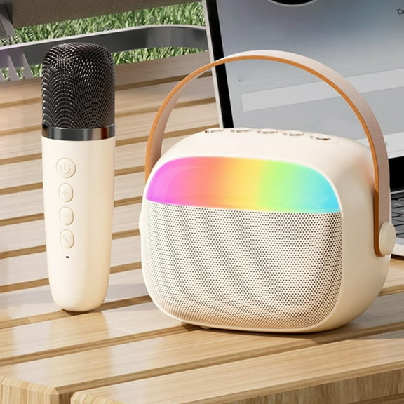 Home Karaoke Machine, Portable Bluetooth 5.3 Speaker System, with Wireless Microphone, 1500mAh Battery, 8-10H Singing Time, 5 Lighting Modes, for Kids Family Singing