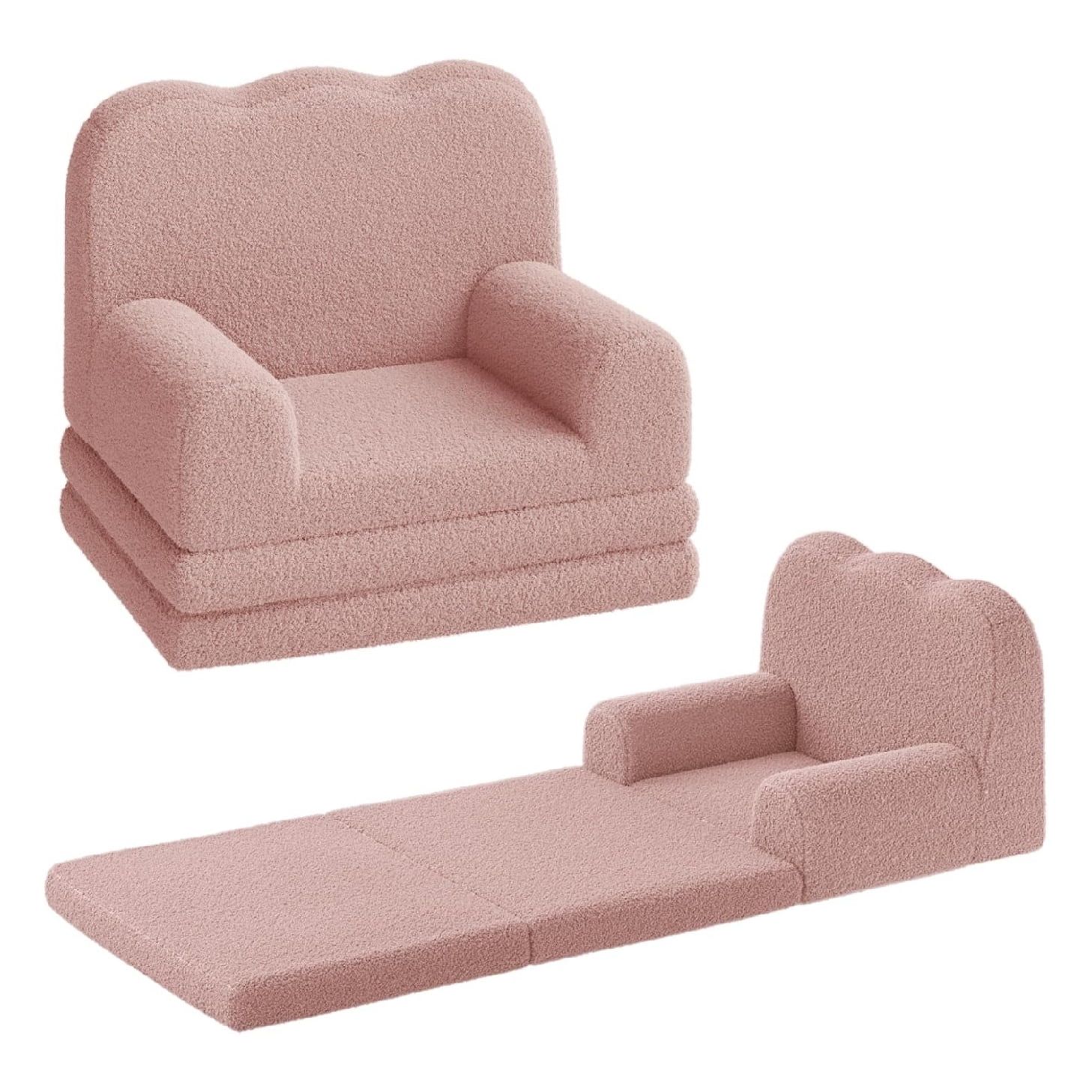 Home Kids Couch, 2-in-1 Convertible Toddler Sofa Chair, Soft Fold Out Couch Lounger for Kids, Comfy Children's Sofa Bed for Playroom