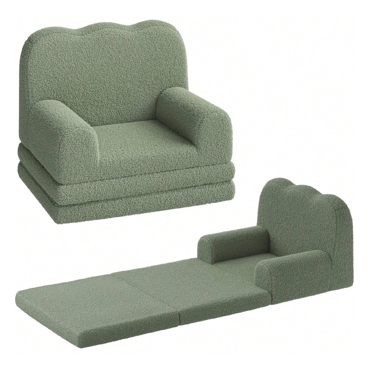 Home Kids Couch, 2-in-1 Convertible Toddler Sofa Chair, Soft Fold Out Couch Lounger for Kids, Comfy Children's Sofa Bed for Playroom