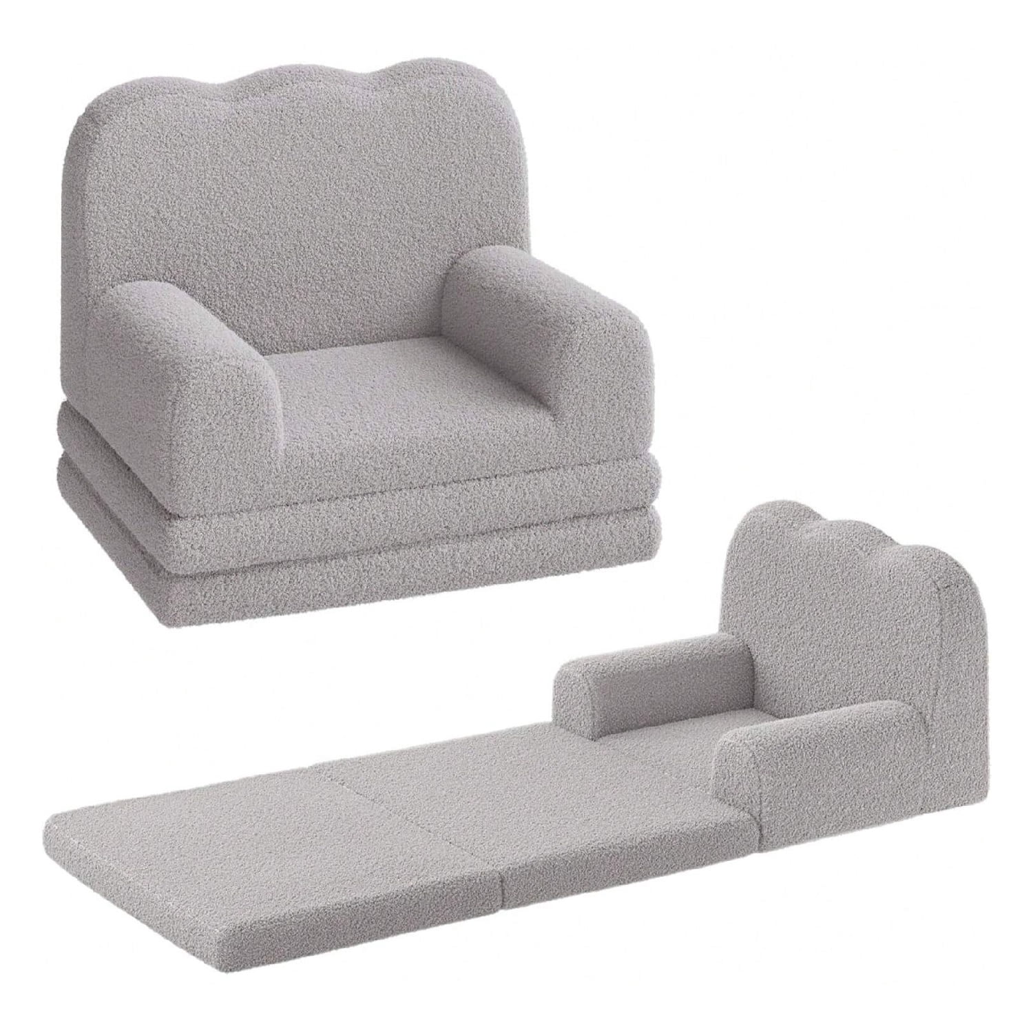 Home Kids Couch, 2-in-1 Convertible Toddler Sofa Chair, Soft Fold Out Couch Lounger for Kids, Comfy Children's Sofa Bed for Playroom