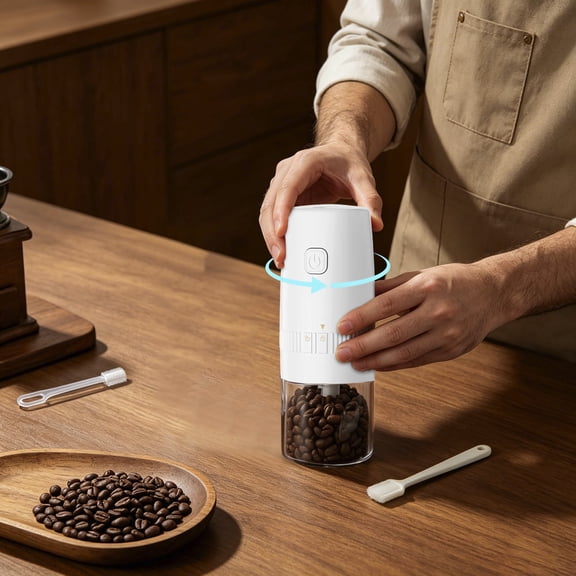 Home Kitchen Appliances Rechargeable Electric Coffee Grinder Portable Compact Coffee Bean Grinder Adjustable Burr Mill with Precision Grinding for Home Office Camping and Travel