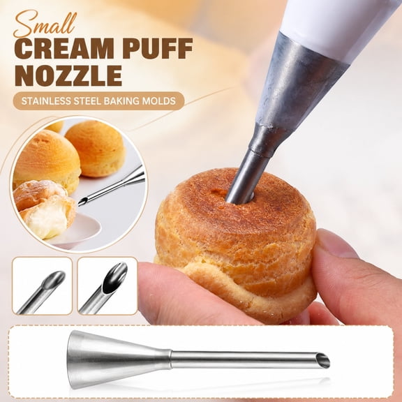 Home & Kitchen Baking Accessory, Stainless Steel Cake Decorating Tip, Small 7Cm Puff Nozzle for Eclair Donut Filling, Icing Bag Compatible Filling Tool for Macaron and Pastry