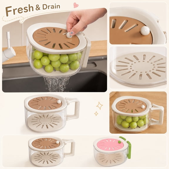 Home and Kitchen, Colander for Kitchen, Fruit Basket for Kitchen Counter, Kitchen Strainer with Handle, 6X3.5X2 Inch 2-In-1 Cute Dopamine Colored Plastic Strainer Set with Lid,