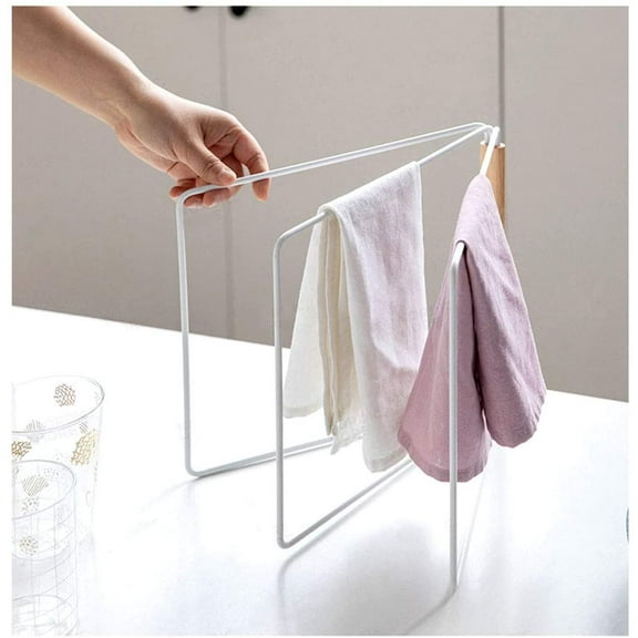 Home Kitchen Countertop Dishcloth Drying Rack, 3 Arms Folding Dishcloth Holder, Hand Towel Stand Rack, White Dishcloth Storage Rack Size 10.83 x 0.98 x 9.84 Inch (White Folding Rag Rack)