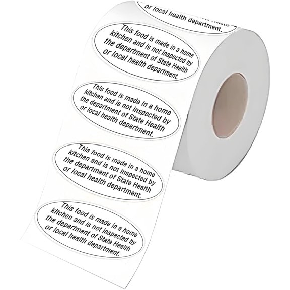 Home Kitchen Food Safety Labels,2x1 Inches Food is Made in a Home Kitchen Stickers for Food Containers,Storage Holiday,500 Pcs
