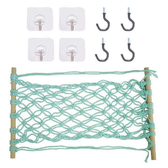 Home Kitchen Fruit Hanging Basket, Wind Cotton Rope, Hand-woven Vegetable and Fruit Net Pocket (Mint Green)