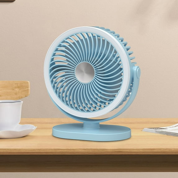 Home Kitchen Lighting Ceiling Fan Outdoor Desktop Fan,Home Dormitory Bedroom Desktop Lighting Small Table Fan Night Light USB Rechargeable Blue