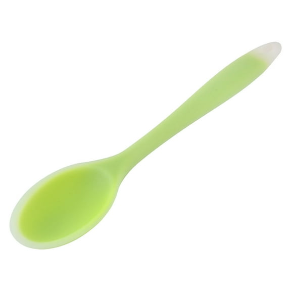 Home Kitchen Silicone Heat Resistant Cooking Soup Scoop Spoon Green Clear
