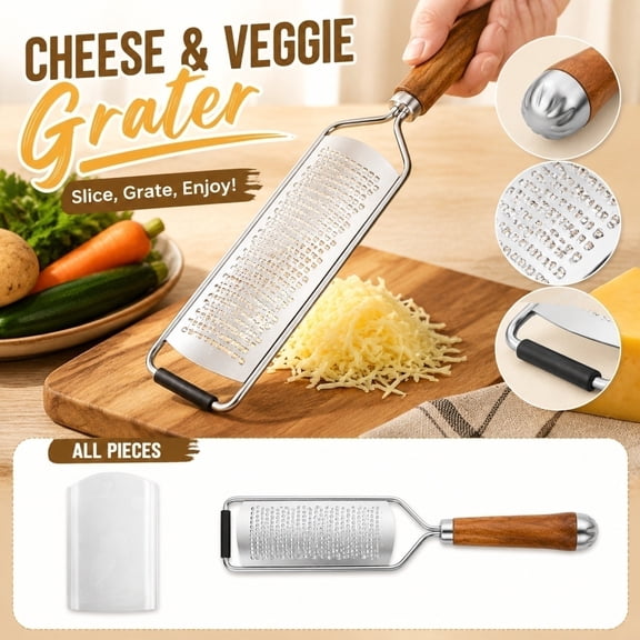 Home and Kitchen Utensils, Zester Grater with Handle, Parmesan Cheese Grater, Stainless Steel Vegetable Shredder, 12X2.5 Inch Handheld 304 Stainless Steel Zester Grater with