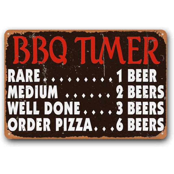 Home Kitchen Wall Decor,BBQ Timer Sign,Outdoor Sign For Backyard,Funny Kitchen Signs,Yard Sign Wall Decor, "BBQ Timer", 8"x12" Sign