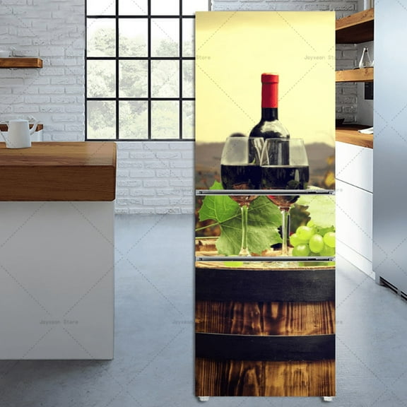 Home Kitchen Wine Glass Refrigerator Sticker Removable Waterproof Double Door Refrigerator Bathroom