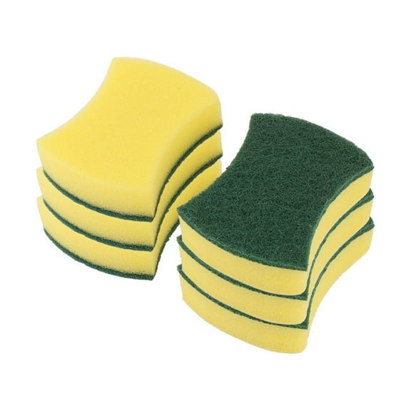 Home Kitchenware Sponge Bowl Dish Cleaner Cleaning Pad Green Yellow 6 Pcs