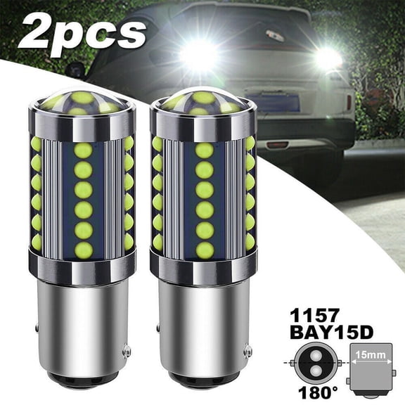 Home LED Bulb 1157 LED Bulb LED Light White 1157 Pair Reverse Light Super Bright 2 Pcs 36 COBs 51*18*15mm Aluminum