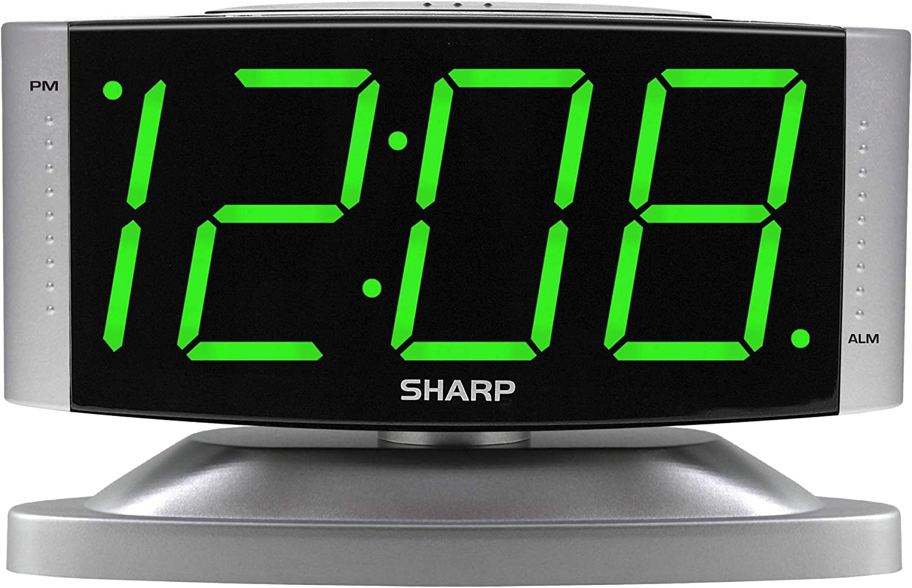 Home LED Digital Alarm Clock – Swivel Base - Outlet Powered, Simple Operation, Alarm, Snooze, Brightness Dimmer, Big Green Digit Display, Silver Case