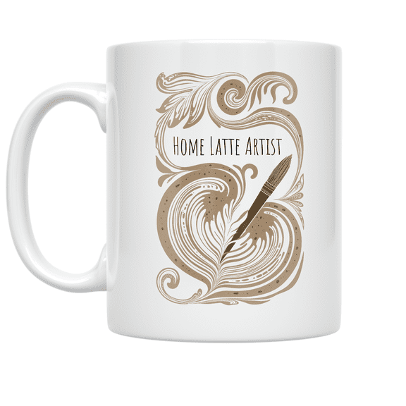 Home Latte Artist Design - Coffee Enthusiast - 11 oz Ceramic Coffee Mug