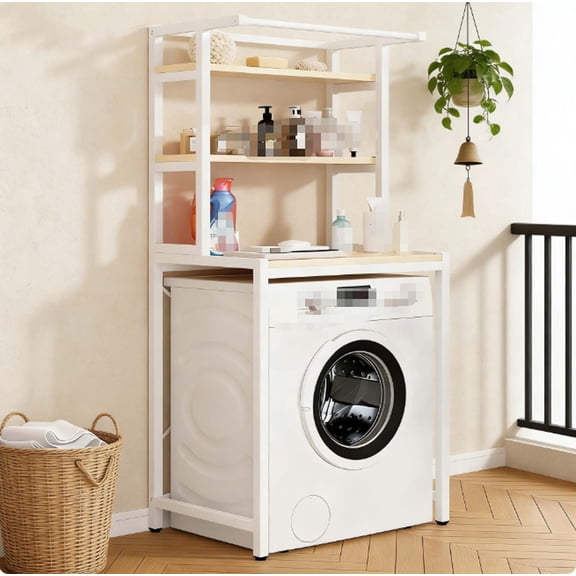 Home Laundry Organizer Rack Above Washing Machine, Compact Storage Solution for Small Laundry Rooms