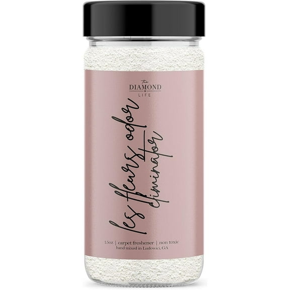 The Diamond Life Home " Les Fleurs" Odor Eliminating Carpet Powder with Mattress & Upholstery, Cherry Blossom & Peony