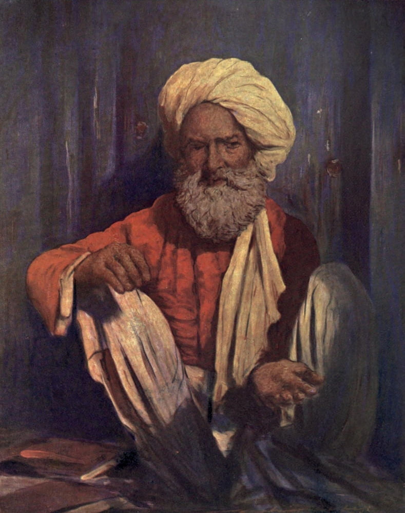 Home Life in India 1917 A beggar Canvas Art - Mortimer Menpes (24 x 36)
