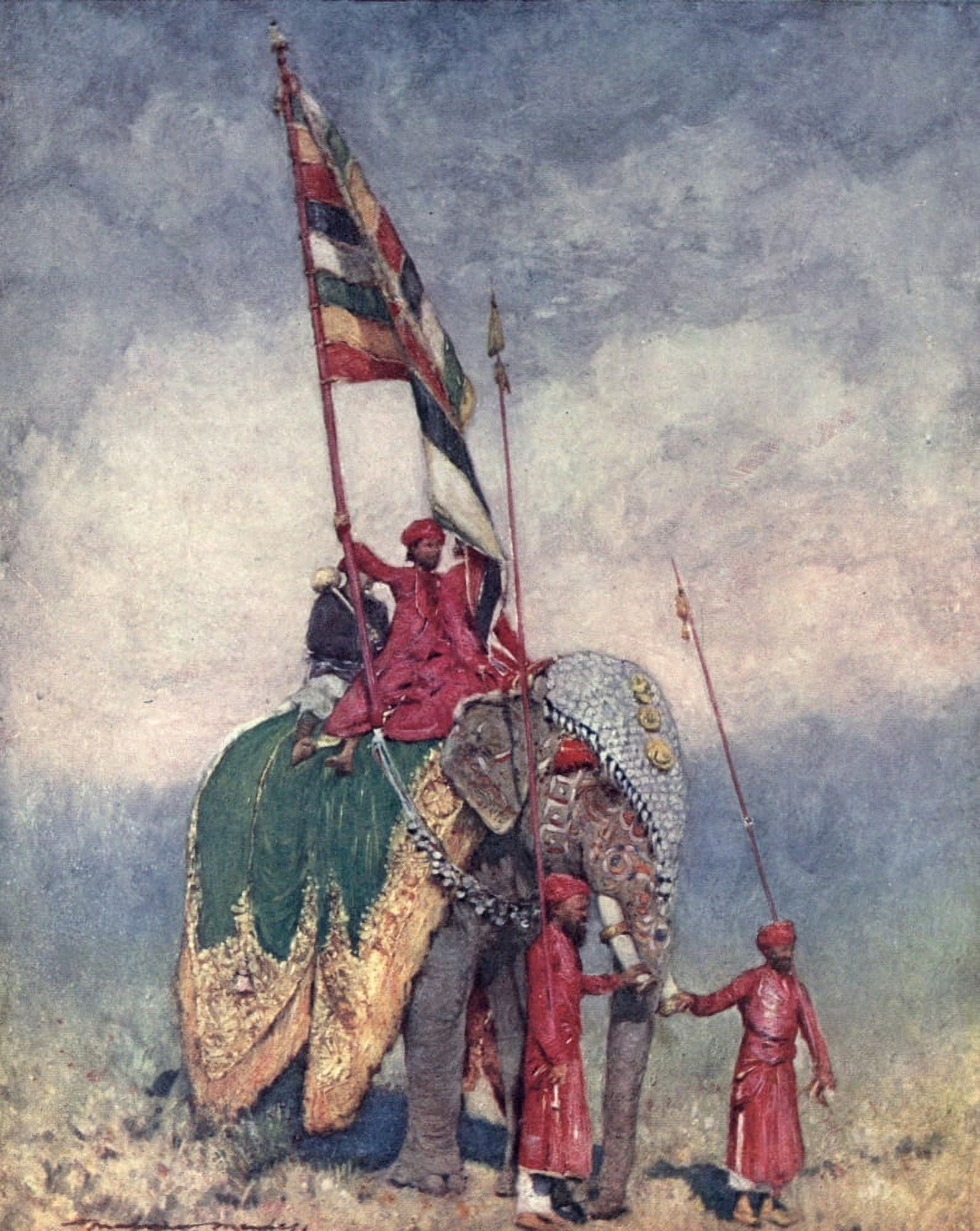 Home Life in India 1917 The Rajahs Elephant Canvas Art - Mortimer Menpes (24 x 36)