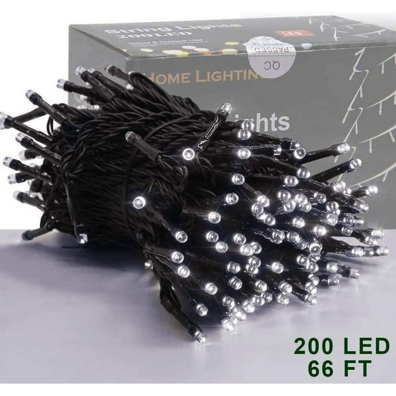 Home Lighting 66ft Christmas Decorative Mini Lights, 200 LED Green Wire Fairy Starry String Lights Plug in, 8 Lighting Modes, for Indoor Outdoor Xmas Tree Wedding Party Decoration (White)