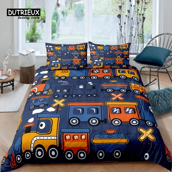 Home Living Luxury 3D Bedding Set Locomotive Duvet Cover Pillowcase and King EU/US/AU/UK Size Comforter Bedding