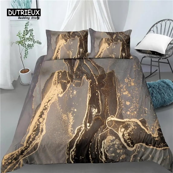 Home Living Luxury 3D Marble Print Comfortable Duvet Cover PillowCase Bedding Set and King EU/US/AU Size