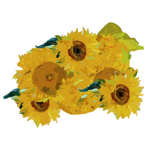 Home Living Room 15" x 20" Vincent Van Gogh Famous Sunflower Art Decoration Still Life Painting Design Removable Wall Decal Sticker - Easy To Apply Multicolored Flowers Adhesive Bedroom Wall DÃ©cor